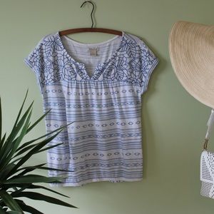 Lucky Brand white tee with blue embroidery size L